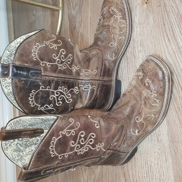 Smoky Mountain Other - Smokey Mountain Brown Tan Printed Girls Marilyn Western Boots Size 5 Regular